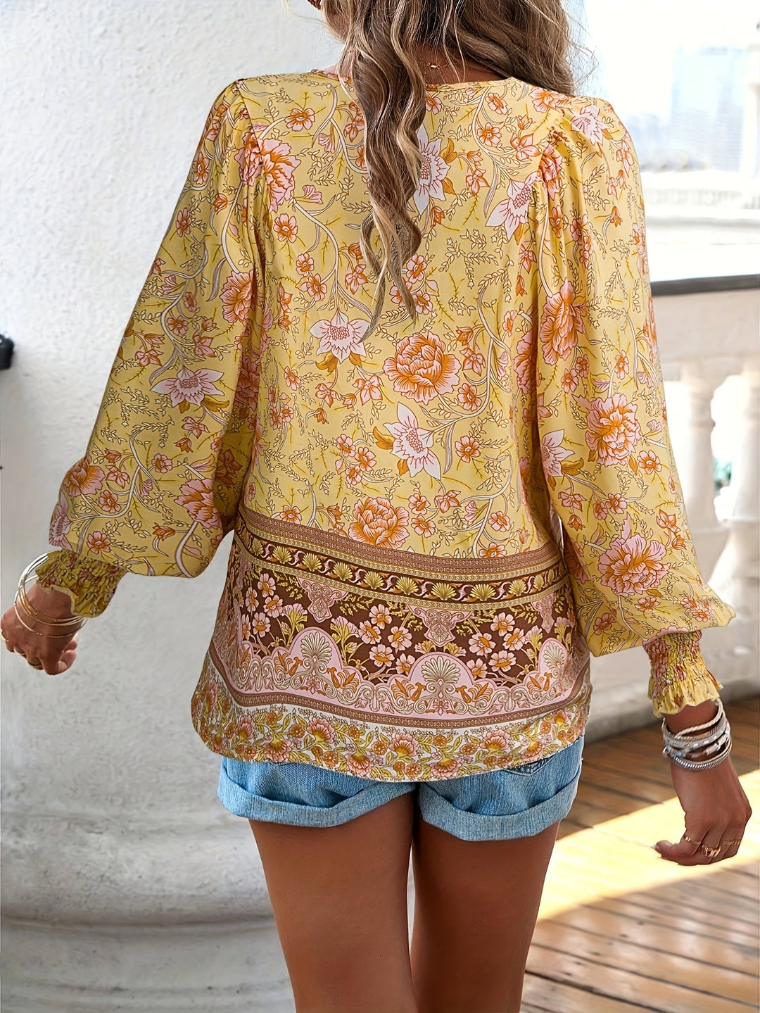 Barbara | Ethnic Floral Tie Blouse