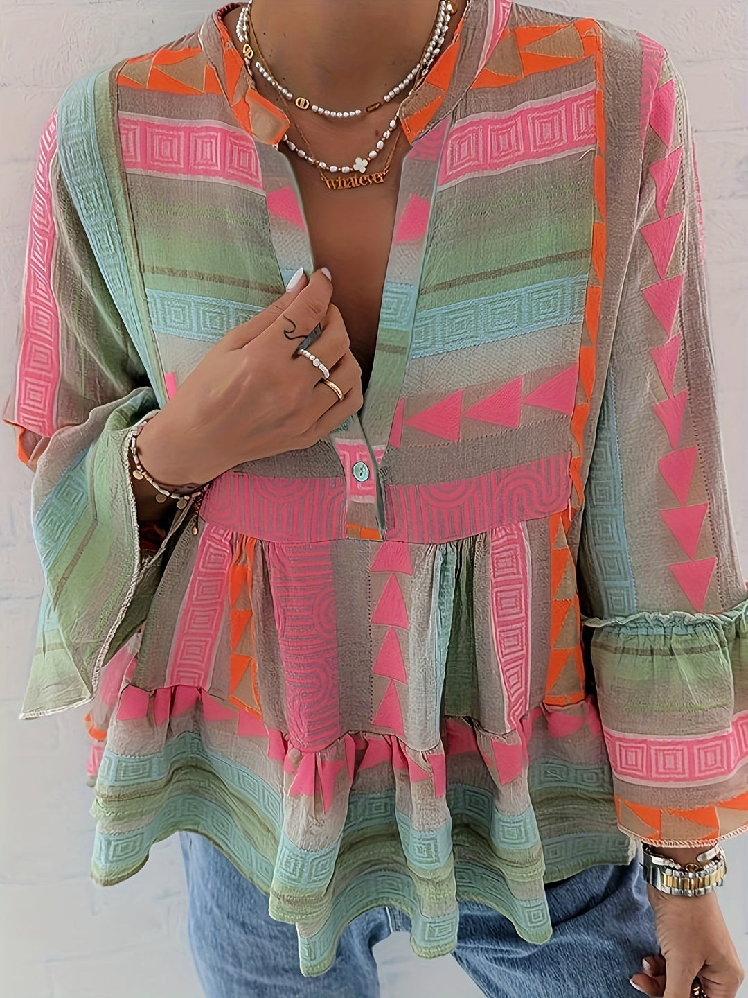 Evelyn | Ethnic Bell-Sleeve Blouse