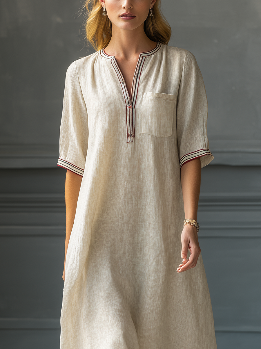 Biscuit | Contrast Trim Ruffle Hem Maxi Dress