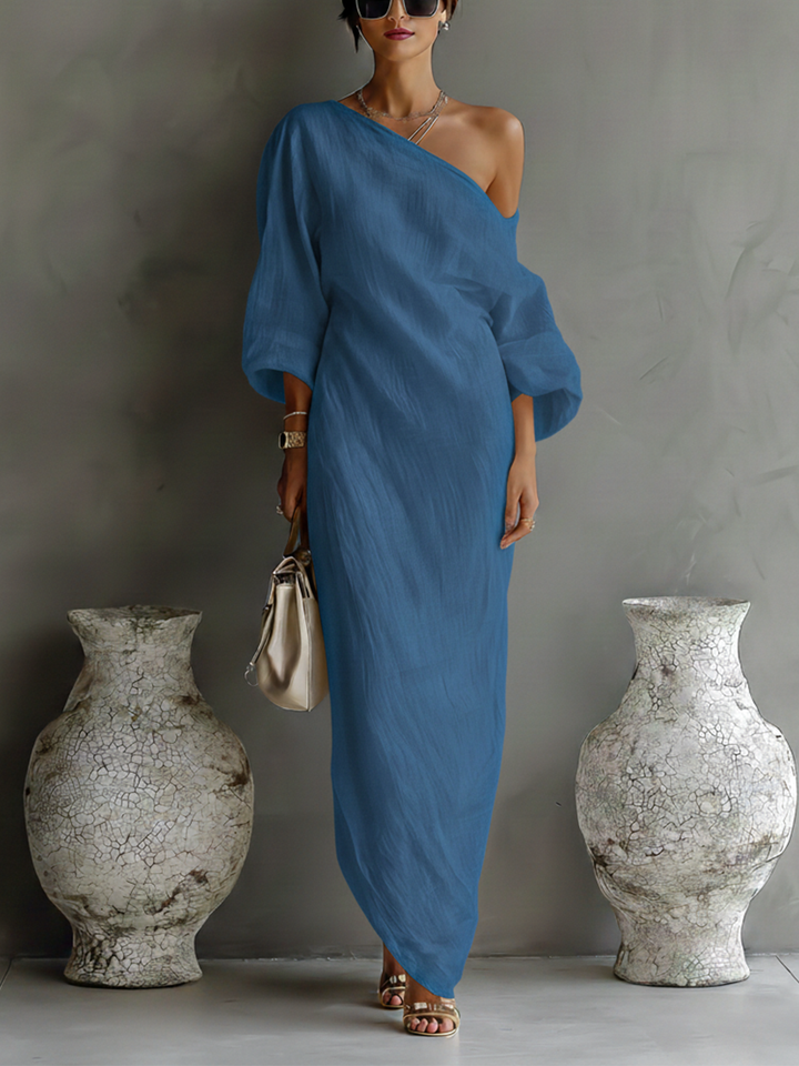 Ivory | One-Shoulder Flowing Elegant Dress