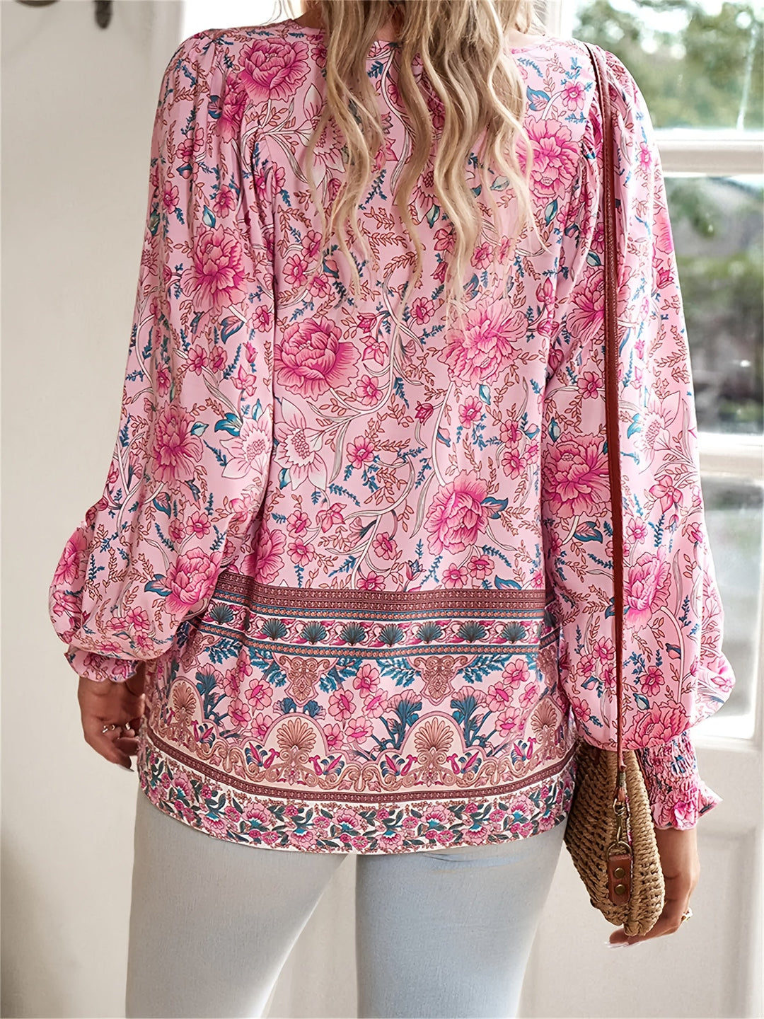 Barbara | Ethnic Floral Tie Blouse