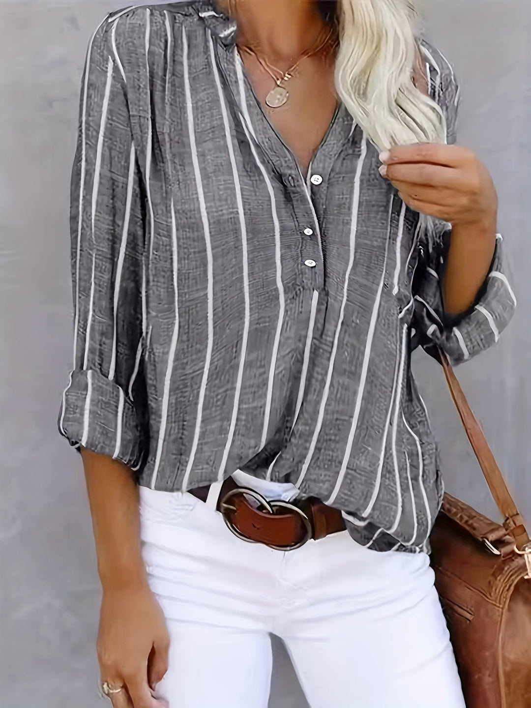 Sharon | Casual Striped V-Neck Top