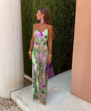 Anisten | Stylish Maxi Dress with Halo-Dye Print and Removable Cup