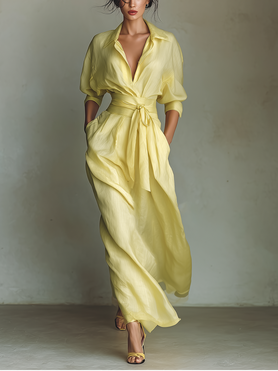 Sunny | Tie-Waist Shirt Maxi Dress