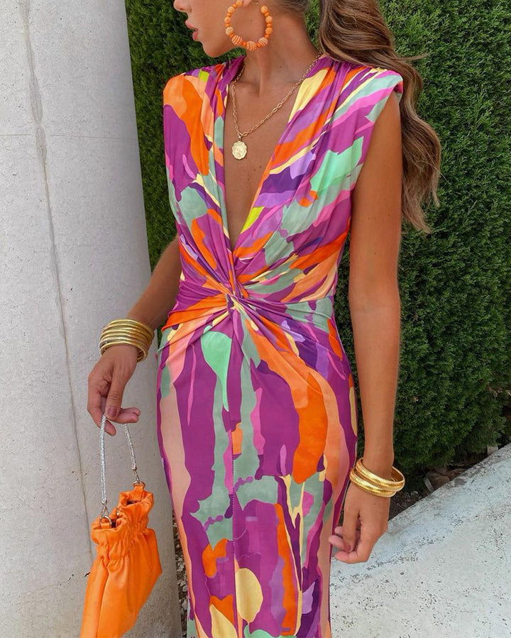 Élodie | Long Sleeveless Dress with Tying