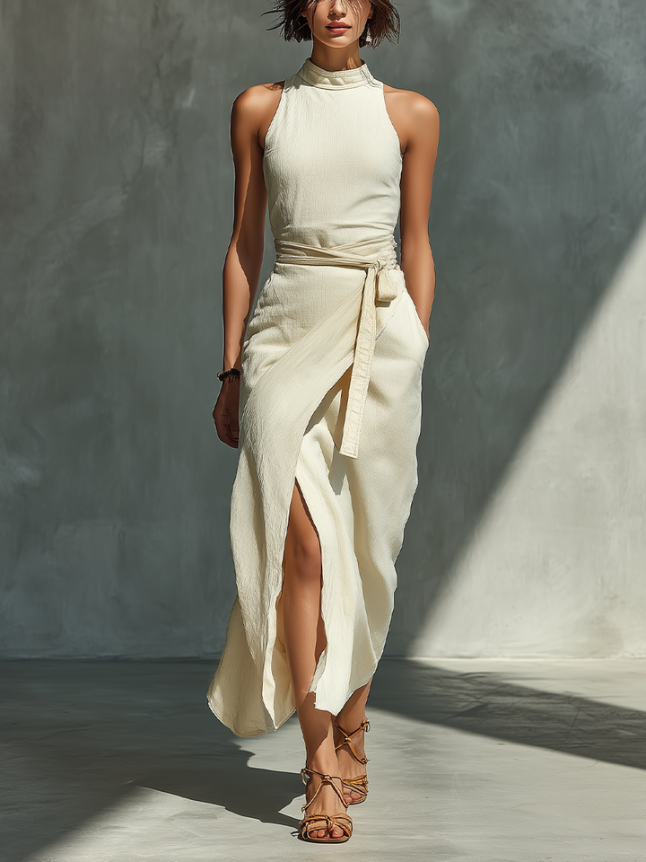 Avery | Halter Neck Wrap Midi Dress