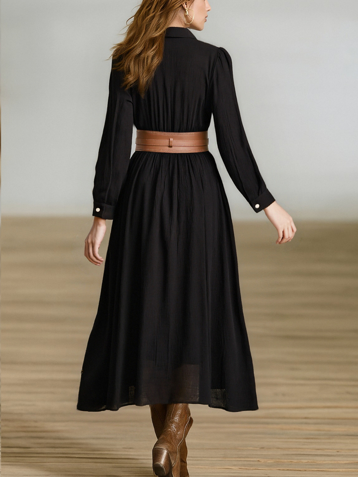 Esme | Pleated Single-Breasted Maxi Dress
