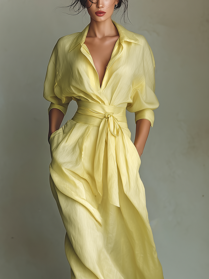 Sunny | Tie-Waist Shirt Maxi Dress