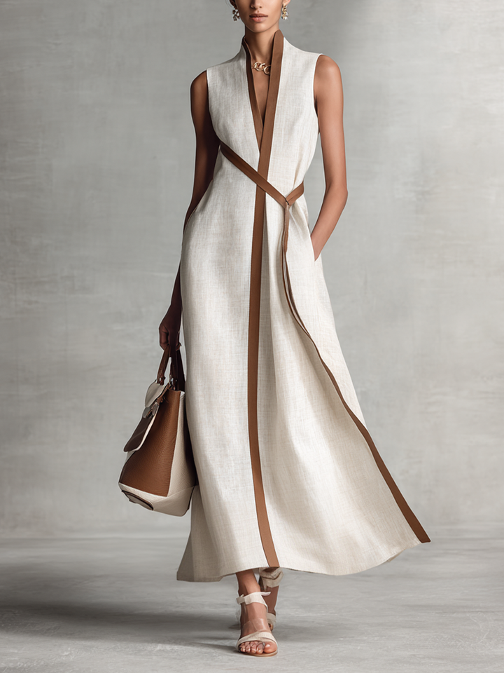 Eden | Tie-Waist V-Neck Midi Dress