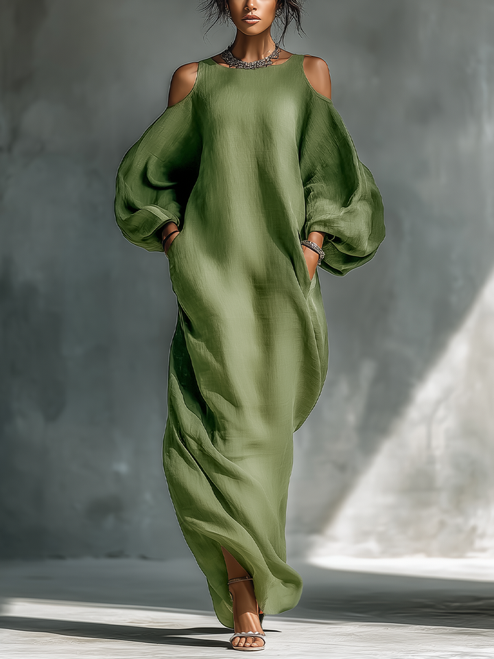 Meadow | Cold Shoulder Puff Sleeve Maxi Dress