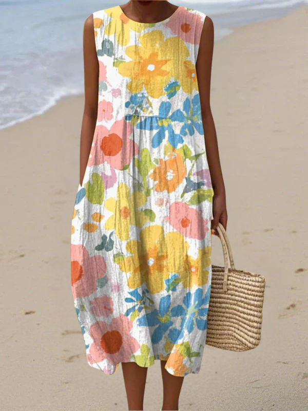 Elowen | Pastel Floral Midi Dress
