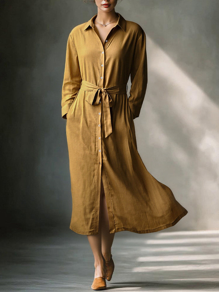 Goldie | Belted Button-Front Midi Dress