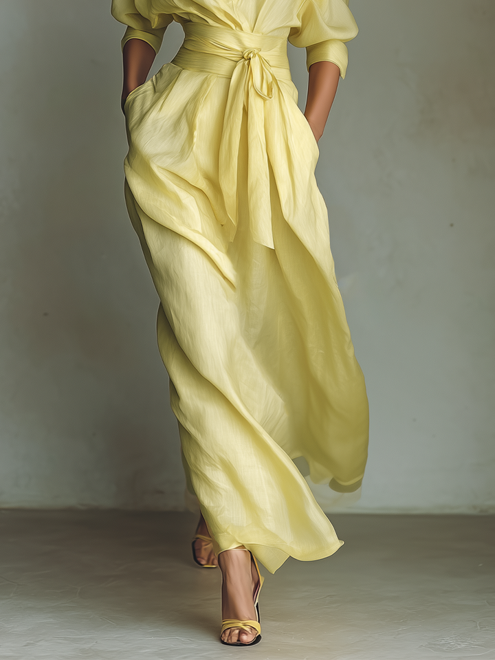 Sunny | Tie-Waist Shirt Maxi Dress