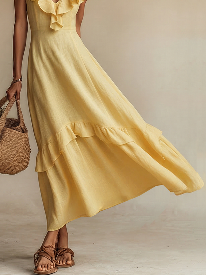 Goldie | Ruffle V-Neck Boho Dress