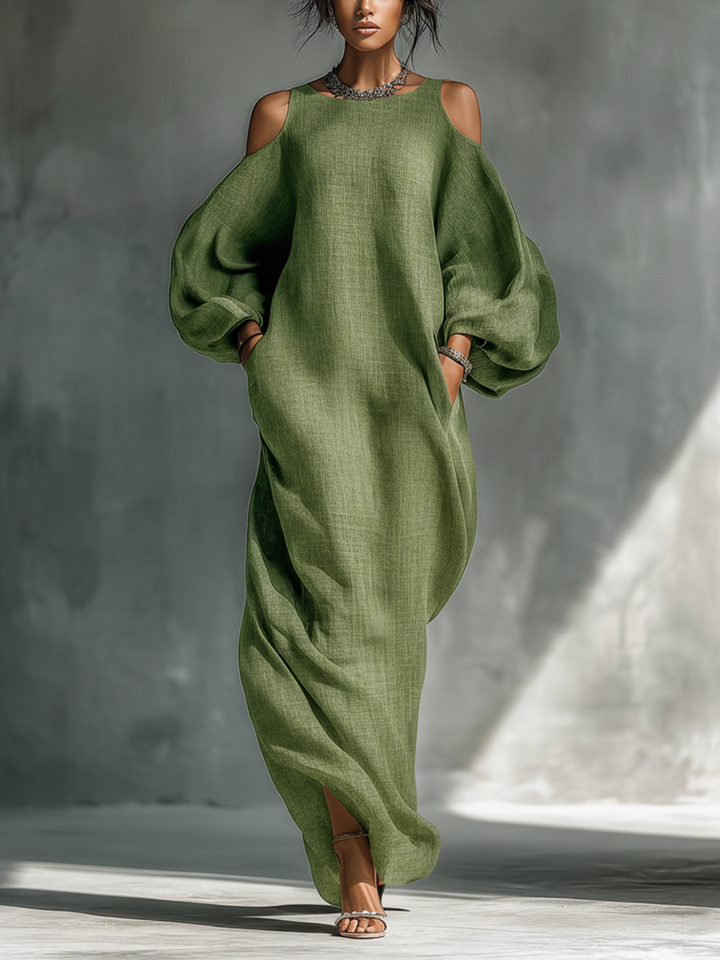 Meadow | Cold Shoulder Puff Sleeve Maxi Dress