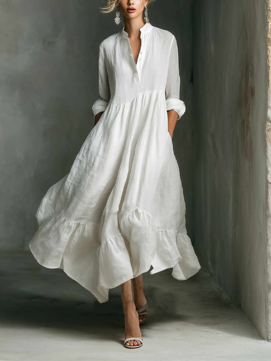 Pearl | Ruffled Long Sleeve Maxi Dress