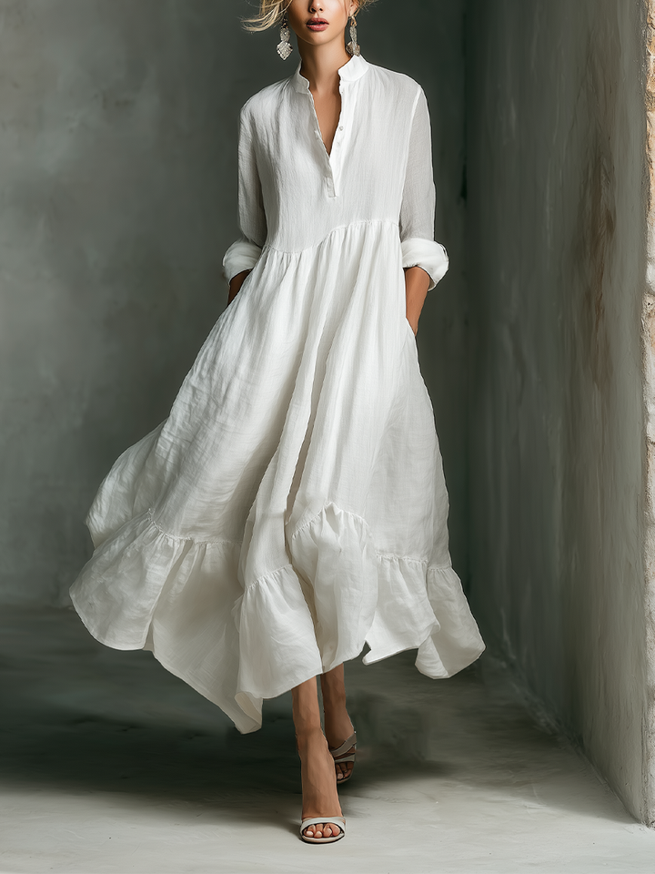 Pearl | Ruffled Long Sleeve Maxi Dress