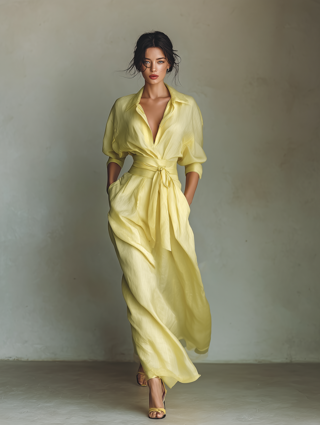 Sunny | Tie-Waist Shirt Maxi Dress