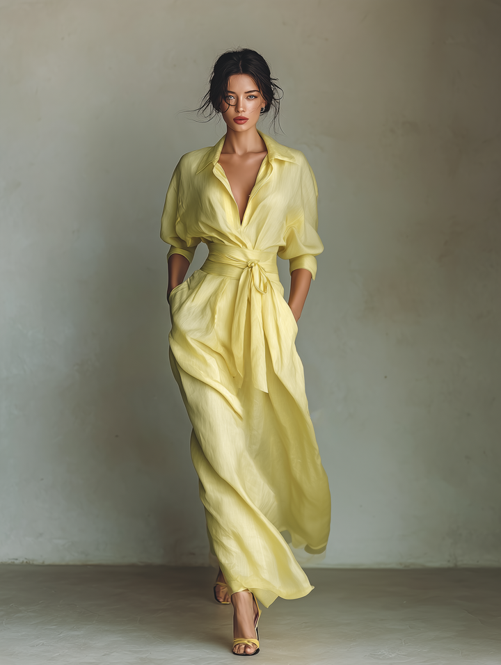 Sunny | Tie-Waist Shirt Maxi Dress