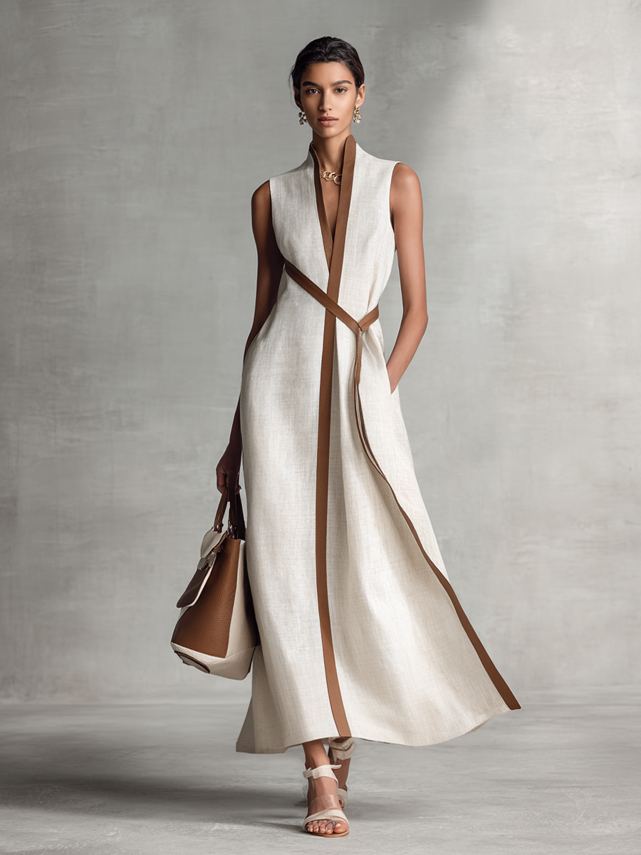 Eden | Tie-Waist V-Neck Midi Dress