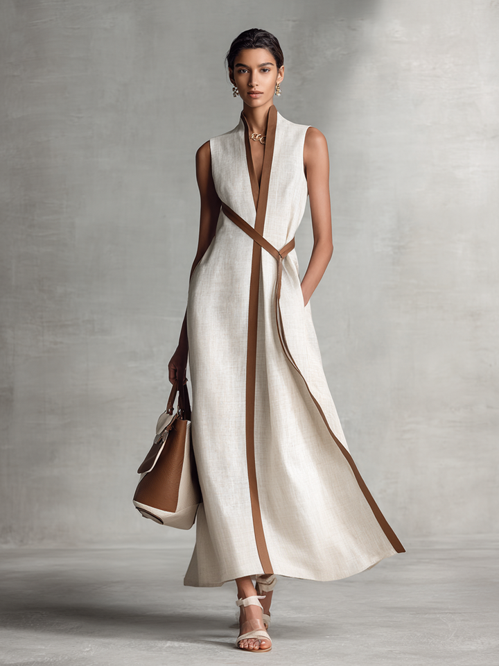 Eden | Tie-Waist V-Neck Midi Dress