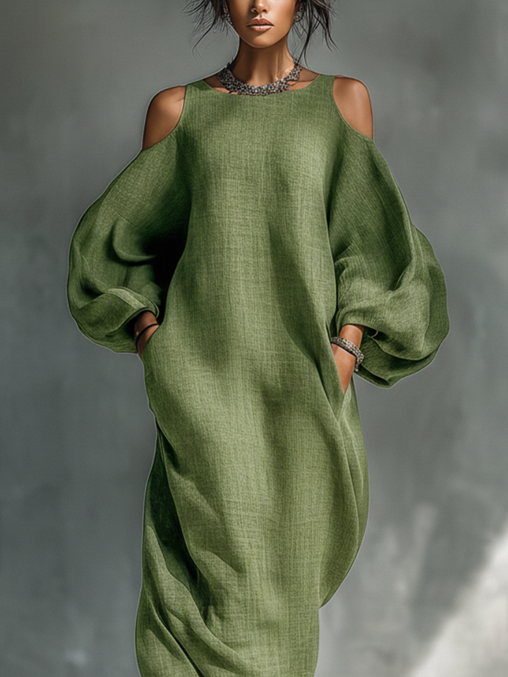 Meadow | Cold Shoulder Puff Sleeve Maxi Dress