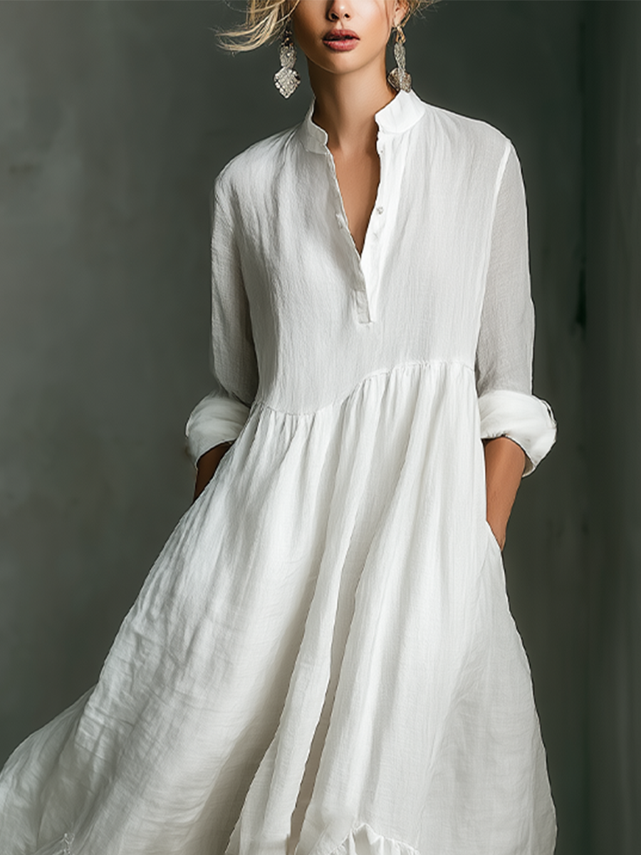 Pearl | Ruffled Long Sleeve Maxi Dress