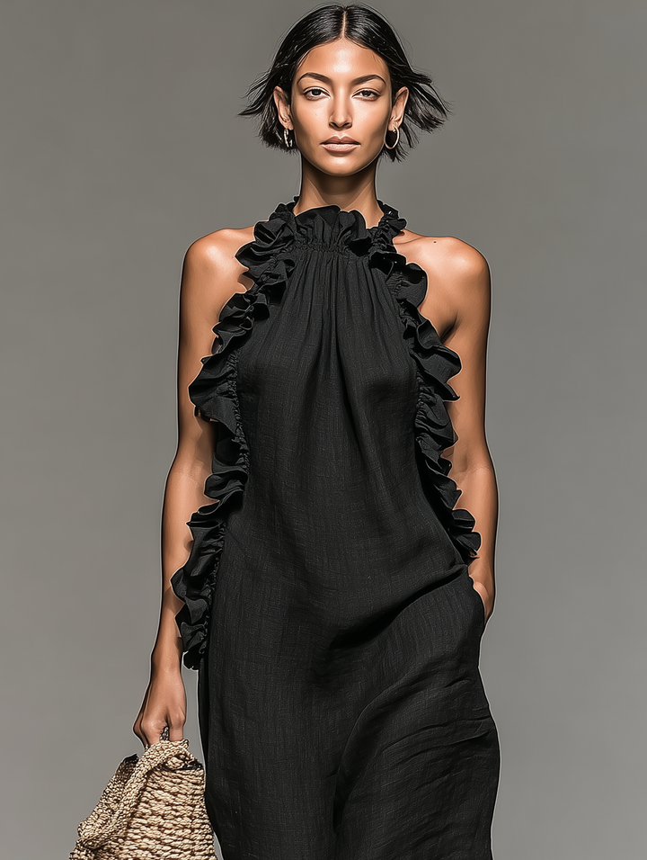 Iris | Sleeveless Ruffle Maxi Dress