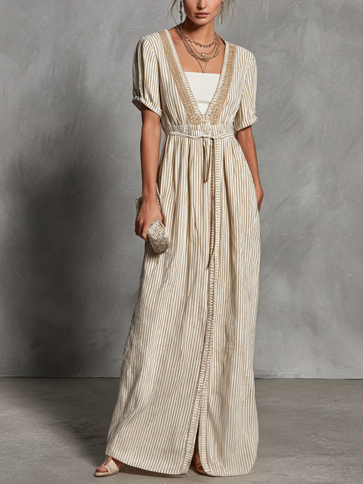 Tawny | Striped Faux Two-Piece Maxi Dress