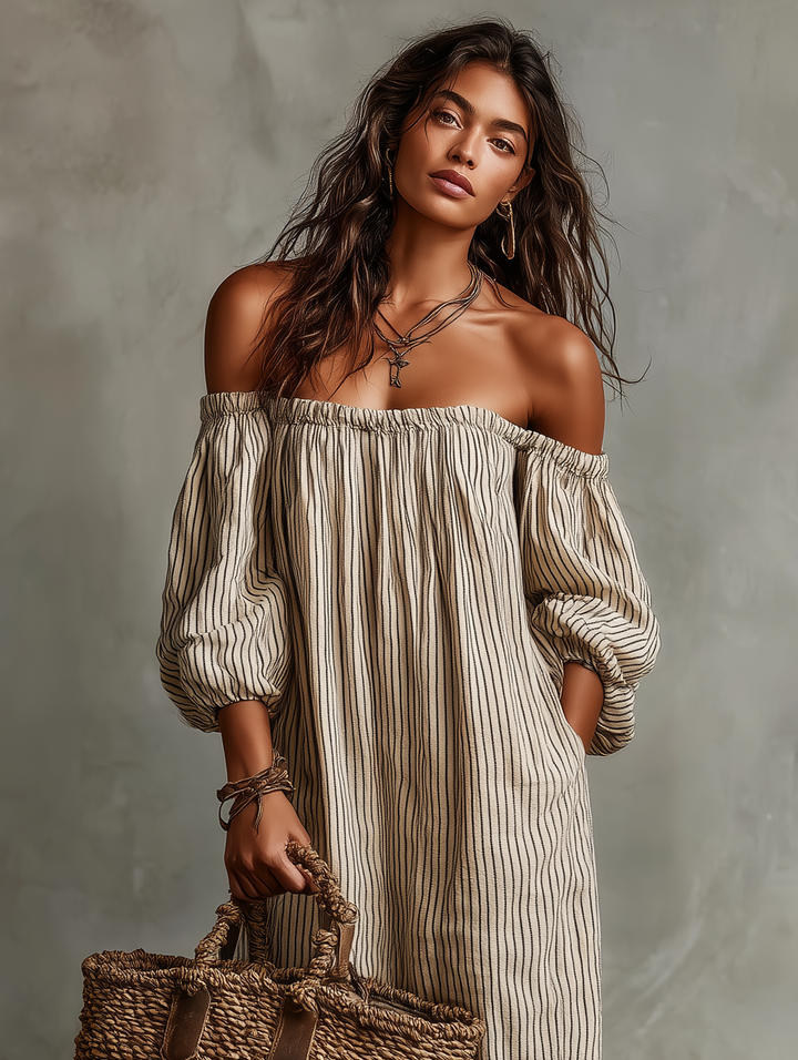 Isla | Off-Shoulder Long Sleeve Maxi Dress