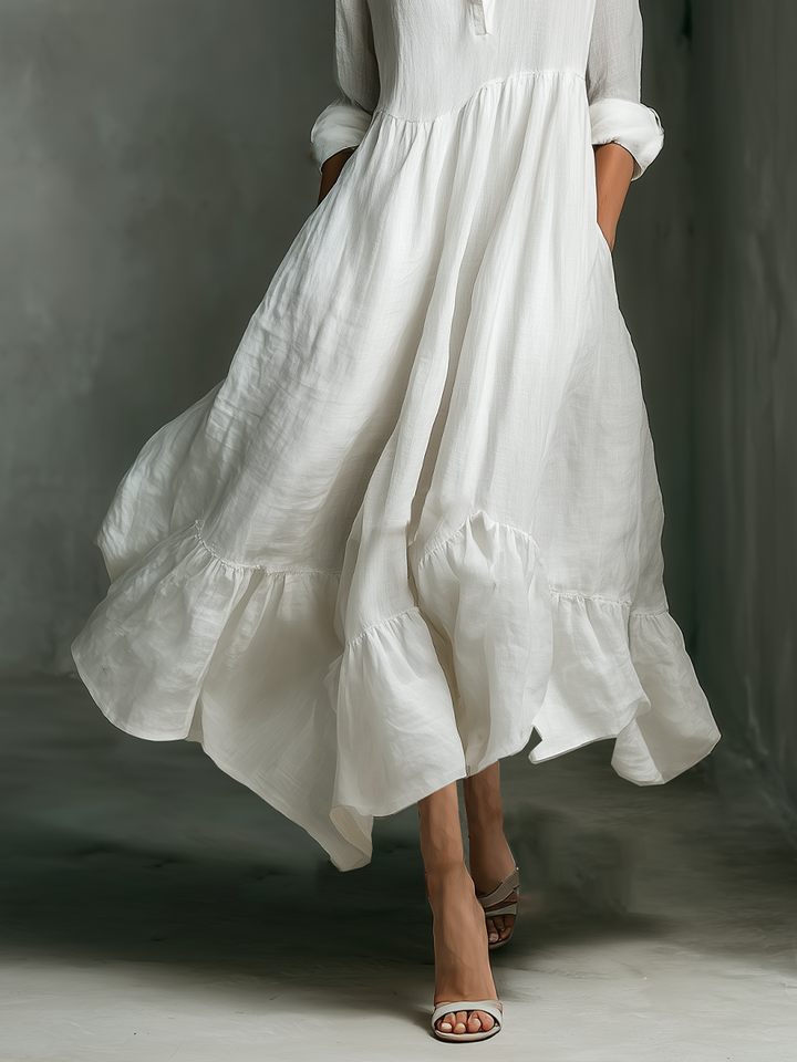 Pearl | Ruffled Long Sleeve Maxi Dress