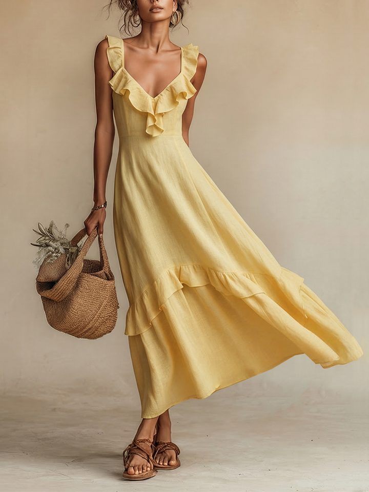 Goldie | Ruffle V-Neck Boho Dress