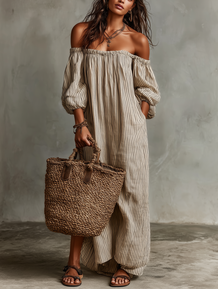 Isla | Off-Shoulder Long Sleeve Maxi Dress