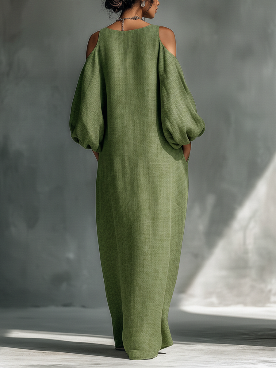 Meadow | Cold Shoulder Puff Sleeve Maxi Dress