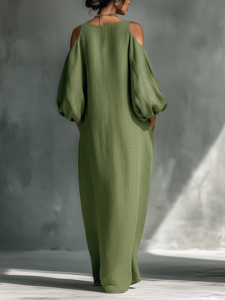 Meadow | Cold Shoulder Puff Sleeve Maxi Dress