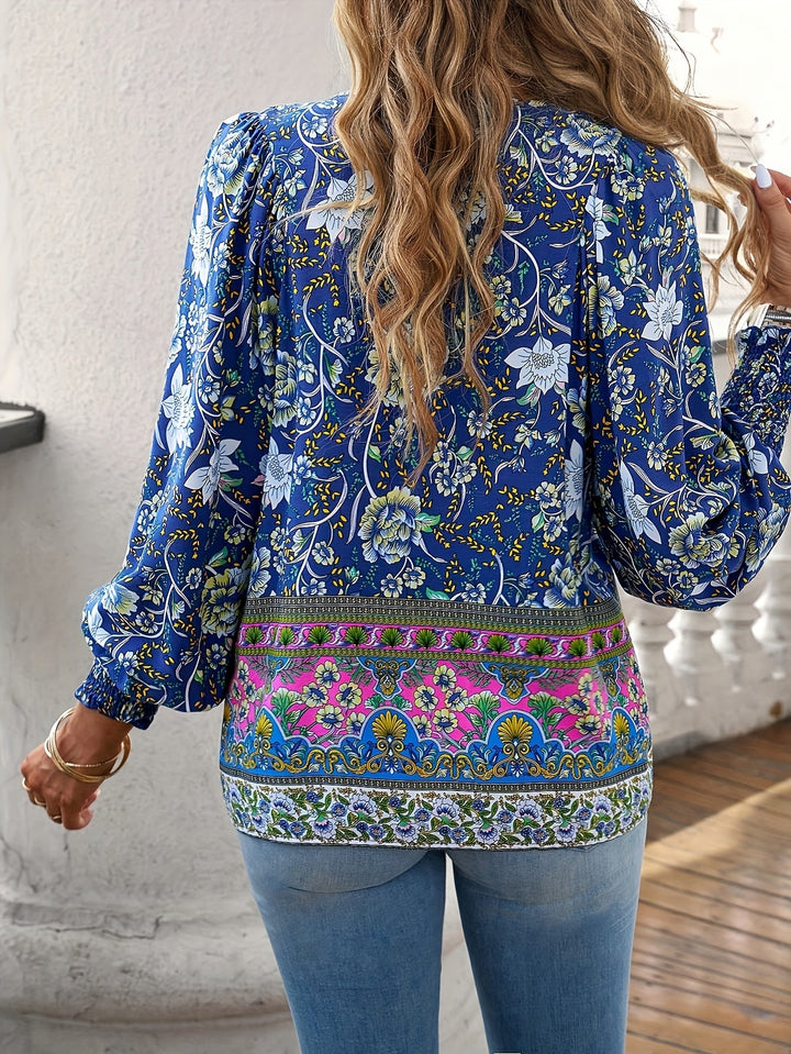 Barbara | Ethnic Floral Tie Blouse
