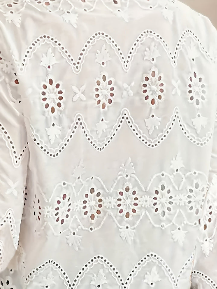 Elaine | White Lace Floral Blouse