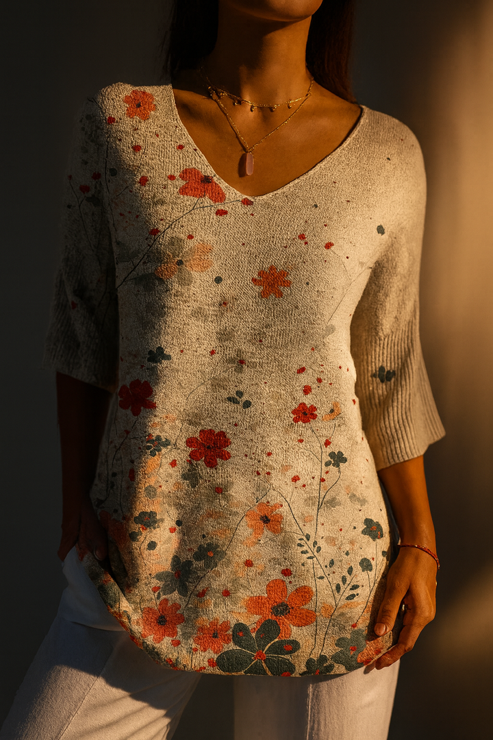 Anna | Vintage Floral Knit Pullover