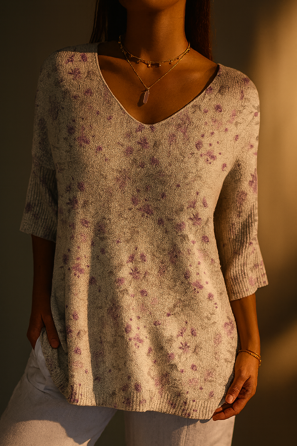 Heather | Vintage Floral Knit Pullover