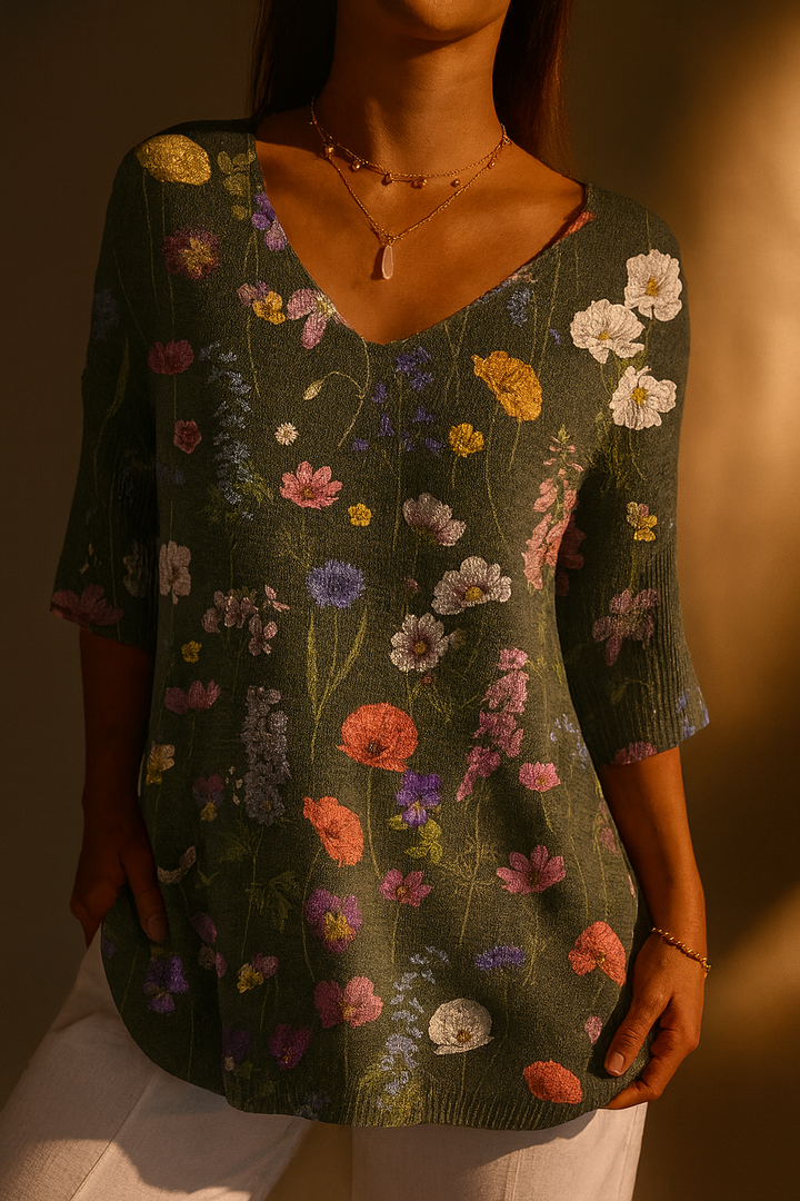 Joan | Vintage Floral Knit Pullover