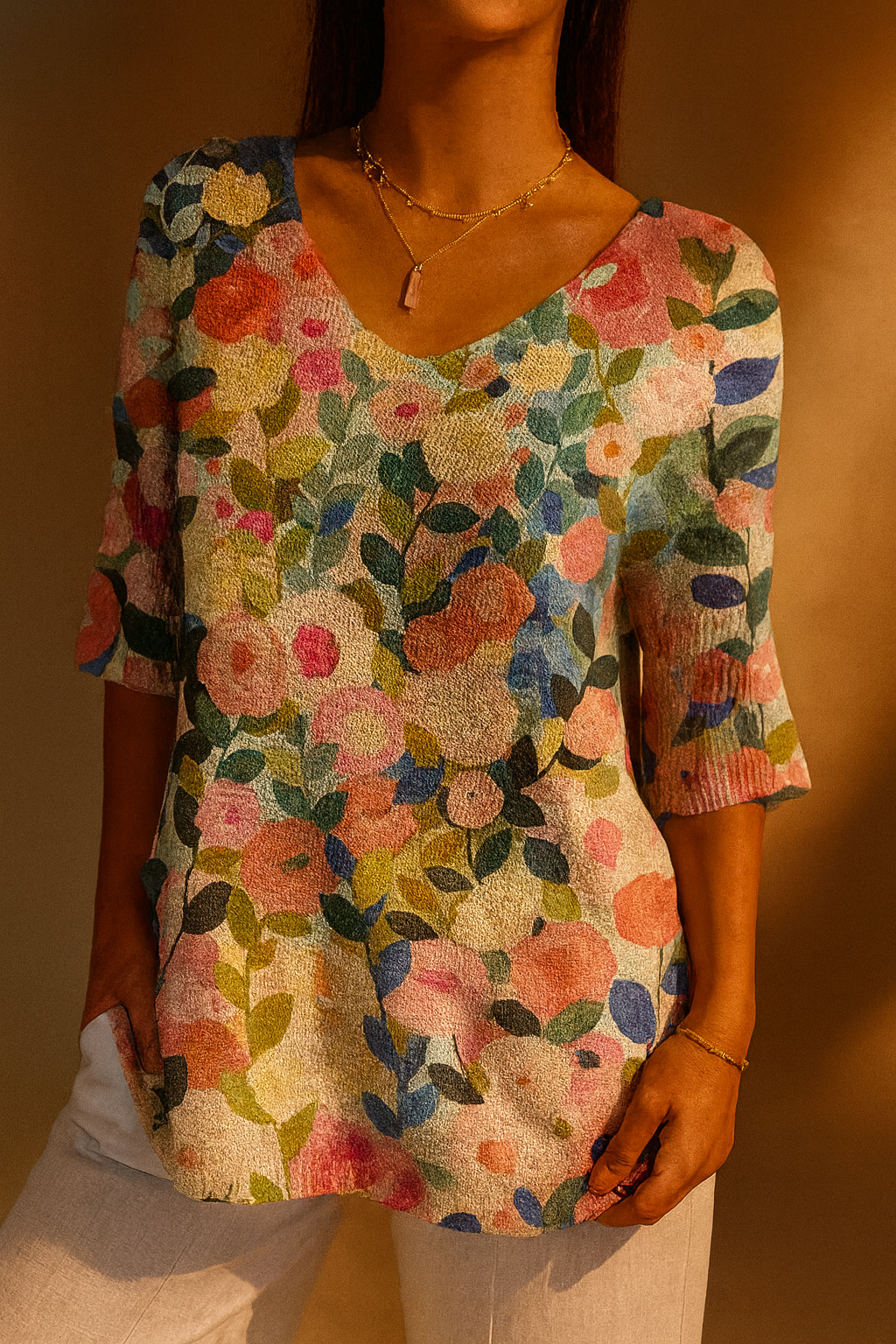 Judy | Vintage Floral Knit Pullover