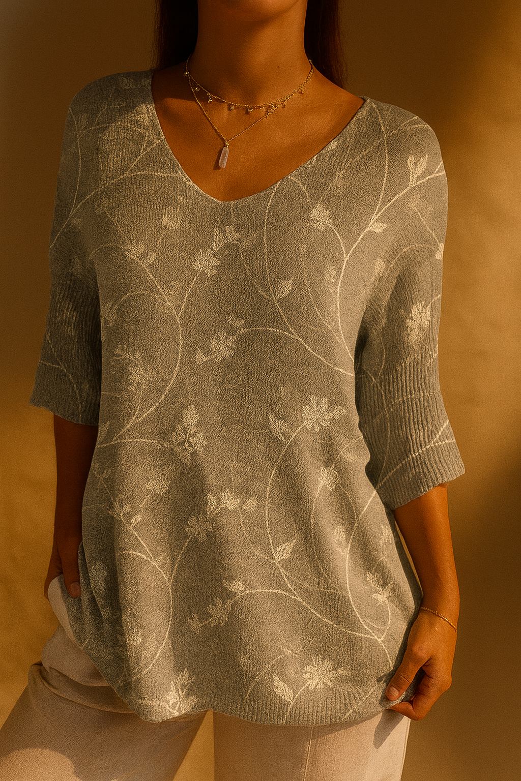 Julie | Vintage Floral Knit Pullover