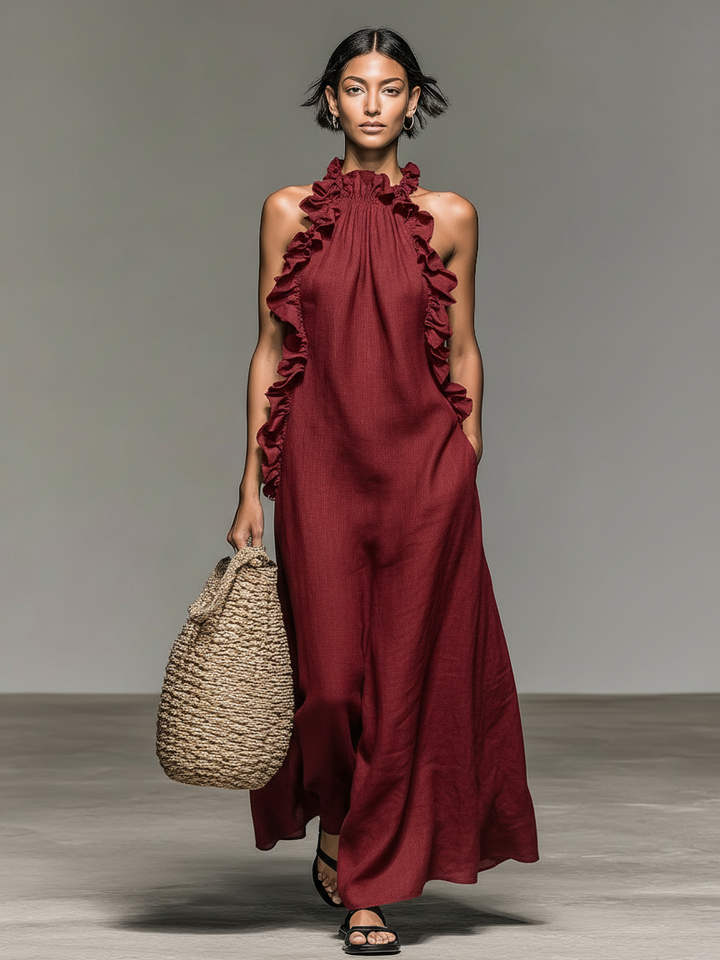 Iris | Sleeveless Ruffle Maxi Dress