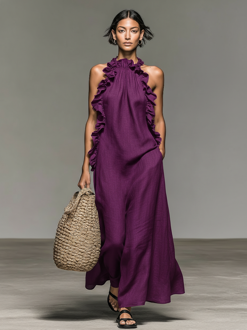 Iris | Sleeveless Ruffle Maxi Dress