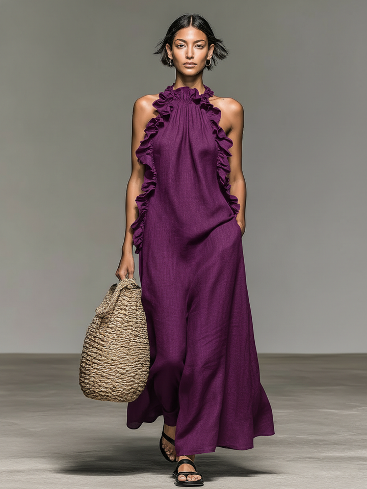 Iris | Sleeveless Ruffle Maxi Dress