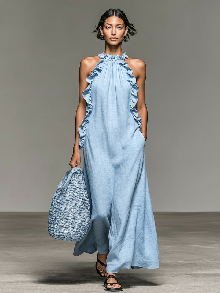Iris | Sleeveless Ruffle Maxi Dress