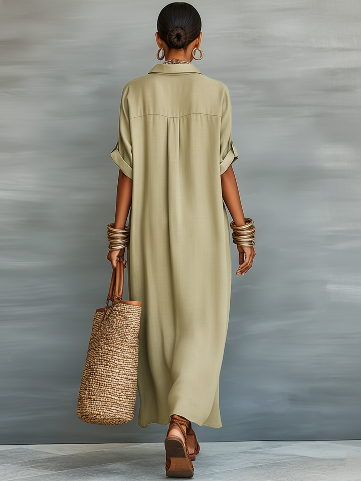 June | Short Sleeve Shirt Maxi Dress