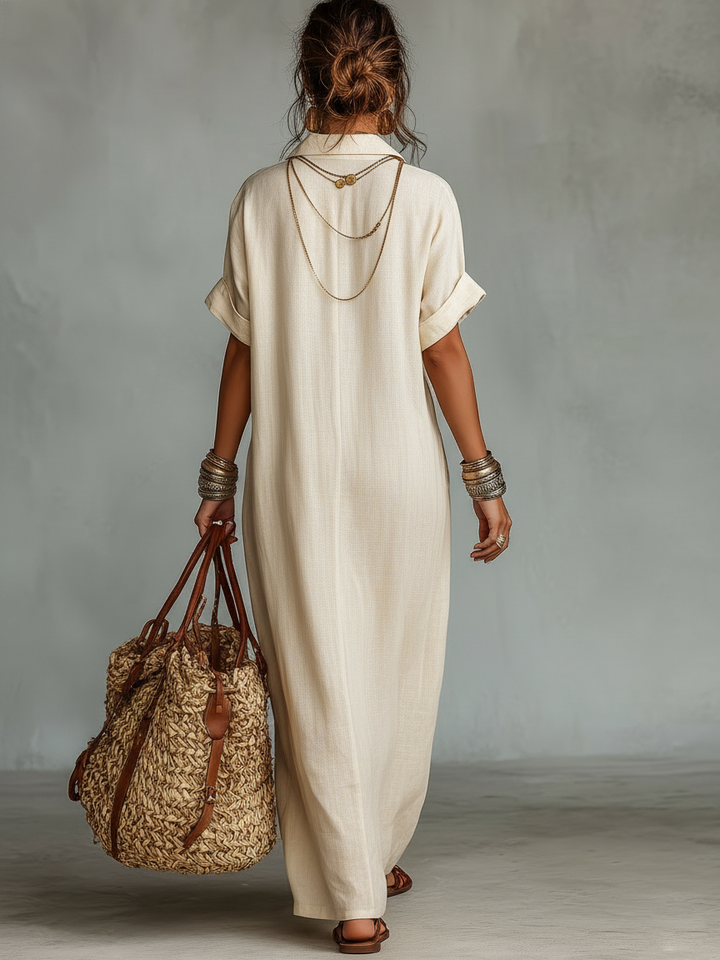 Savannah | Embroidered Collar Maxi Dress
