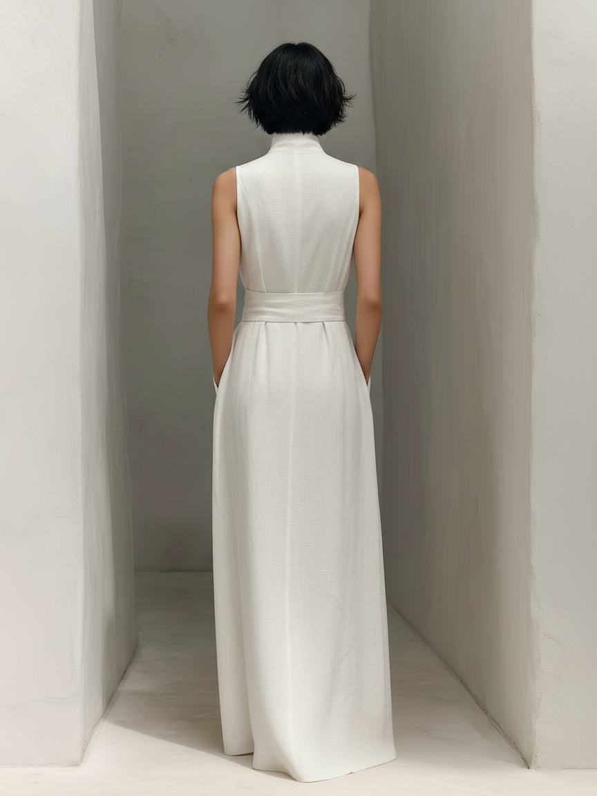 Opal | Belted V-Neck Sleeveless Maxi Dress