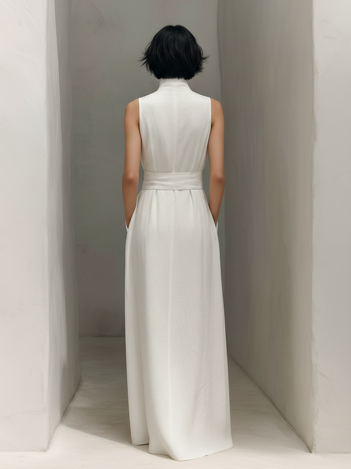 Opal | Belted V-Neck Sleeveless Maxi Dress